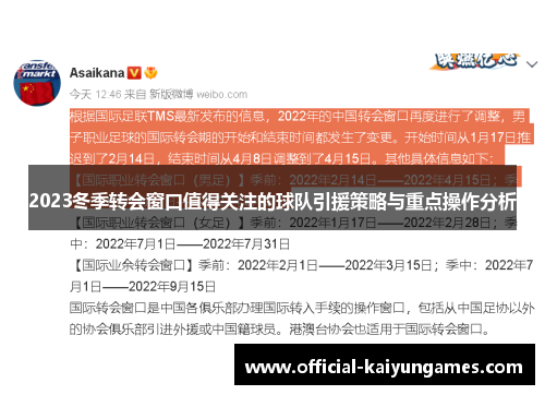 2023冬季转会窗口值得关注的球队引援策略与重点操作分析